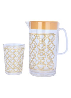 Jake Set And 4 Transparent Cups Embossed Golden
