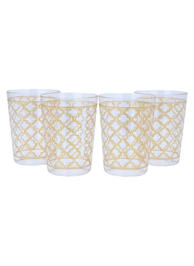 Alsaif Gallery - Jake Set And 4 Transparent Cups Embossed Golden - Image 1