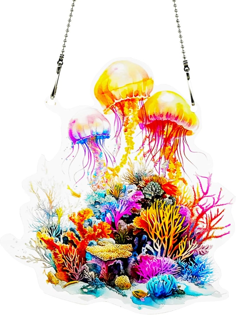 thmnj Jellyfish Ornaments Colorful Window Hanging Decorations Home Wall Decor for Bedroom Patio Indoor Outdoor - Image 1