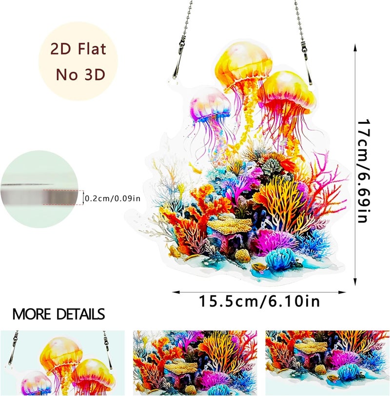 thmnj Jellyfish Ornaments Colorful Window Hanging Decorations Home Wall Decor for Bedroom Patio Indoor Outdoor - Image 2