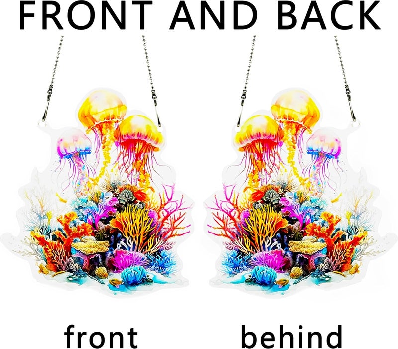 thmnj Jellyfish Ornaments Colorful Window Hanging Decorations Home Wall Decor for Bedroom Patio Indoor Outdoor - Image 4
