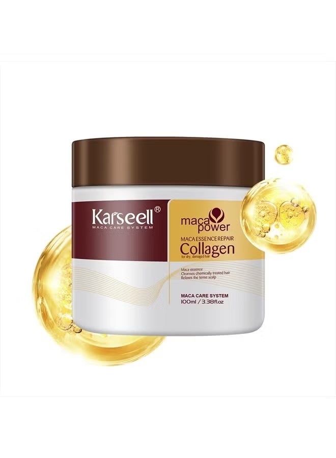 Karseell Collagen Hair Treatment Deep Repair Conditioning Argan Oil Collagen Hair Mask Essence for Dry Damaged Hair All Hair Types 3.38floz 100ml - Image 1