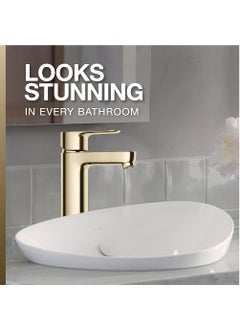 Kohler KOHLER July Comfort-Height Tall Basin Mixer, Single Control Tall Lav Faucet, Without Drain (Vibrant French Gold Finish)  - Image 3