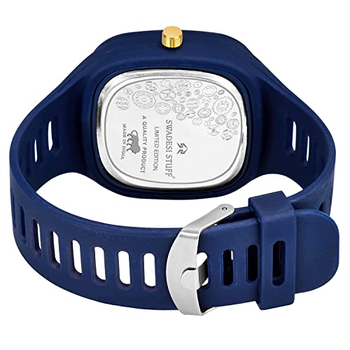 SWADESI STUFF Silicone Square Multi Dial Analog Silicon Strap Addi Stylish Designer Analog Watch for Boy_Blue_Multi-Color Band - Image 3