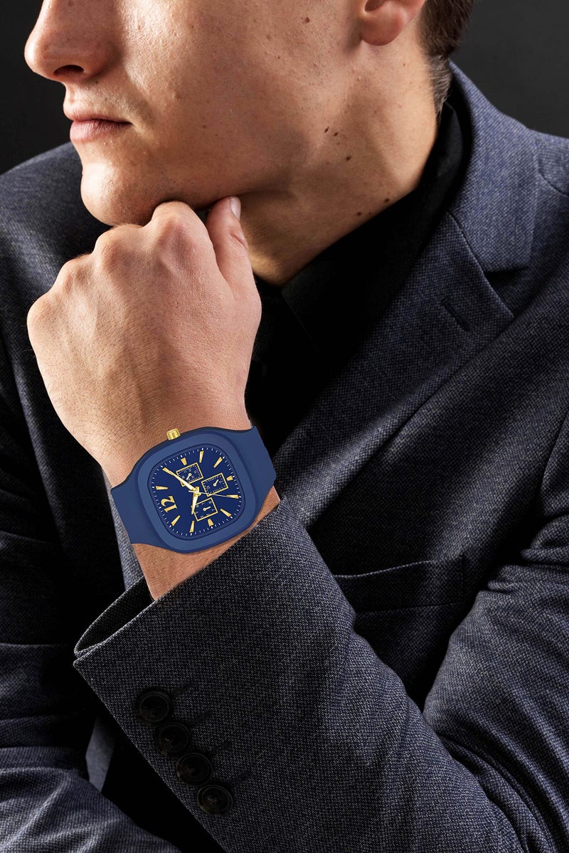 SWADESI STUFF Silicone Square Multi Dial Analog Silicon Strap Addi Stylish Designer Analog Watch for Boy_Blue_Multi-Color Band - Image 4