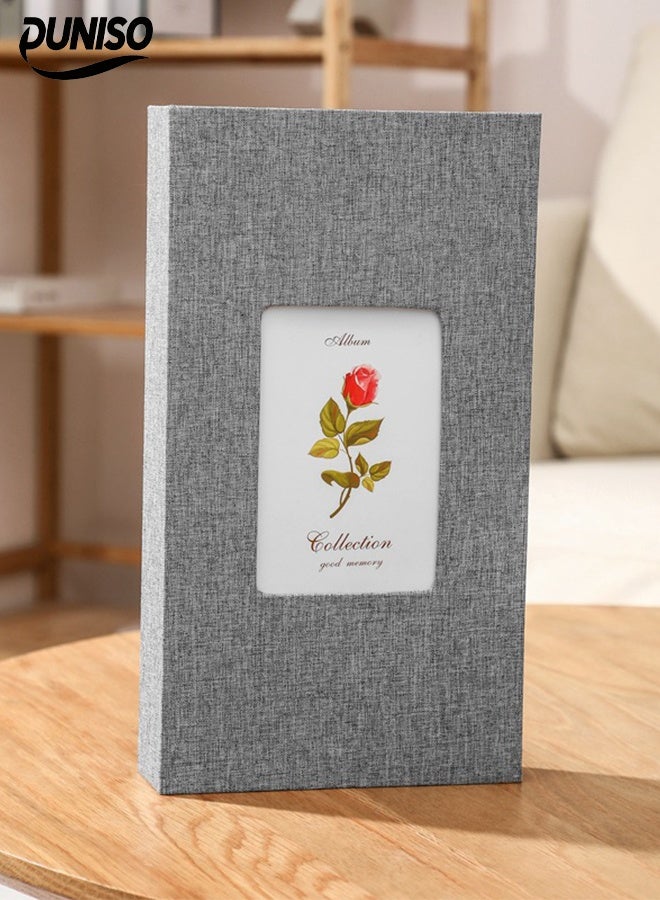 DUNISO Photo Albums，300 Pockets Linen Cover Photo Album for 6 Inches，Album with Window，Slip In Albums 6x4 inch Photo Slot，Used for Storing Photos or Postcards,Grey  - Image 1