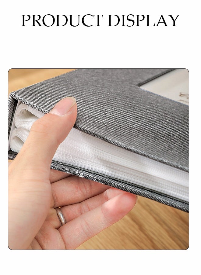 DUNISO Photo Albums，300 Pockets Linen Cover Photo Album for 6 Inches，Album with Window，Slip In Albums 6x4 inch Photo Slot，Used for Storing Photos or Postcards,Grey  - Image 3