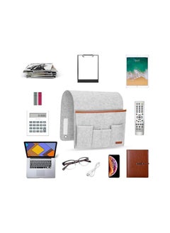 The Bros Sofa Armrest Organizer, Hanging Sofa Caddy Storage Bag with Long Flap and Hook, Sofa Remote Control Holder Bag with 5 Pockets for Magazine, Glasses, Tablet, Phone, iPad, Non-Slip  - Image 3