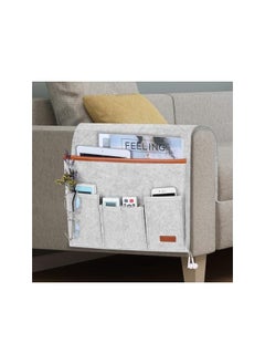 The Bros Sofa Armrest Organizer, Hanging Sofa Caddy Storage Bag with Long Flap and Hook, Sofa Remote Control Holder Bag with 5 Pockets for Magazine, Glasses, Tablet, Phone, iPad, Non-Slip  - Image 5