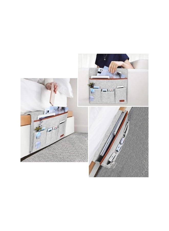 The Bros - Sofa Armrest Organizer, Hanging Sofa Caddy Storage Bag with Long Flap and Hook, Sofa Remote Control Holder Bag with 5 Pockets for Magazine, Glasses, Tablet, Phone, iPad, Non-Slip - Image 1