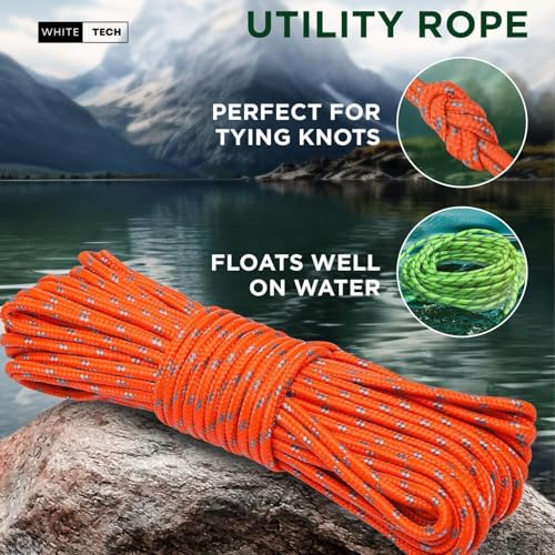 White Tech 6mm Accessory Cord Climbing Rope (10Mtr) for Rock Climbing Accessories Cord Double Braid Nylon Cord, Survival,Firestarter, Fishing Line, Duty Camping All-Purpose Utility Rope - Image 3