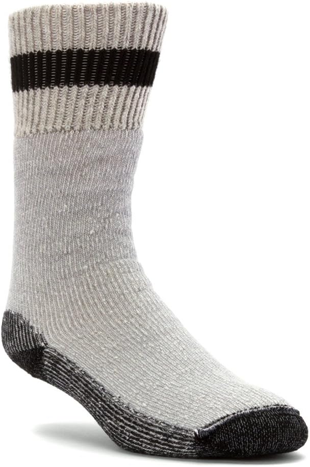 Wigwam Diabetic Thermal - Unisex Socks - Relaxed Fit - Ribbed Cuffs - Thermal Cushioning - Striped Detail Grey/Black MD (US Men's Shoe 5-9.5, Women's Shoe 6-10) One Size