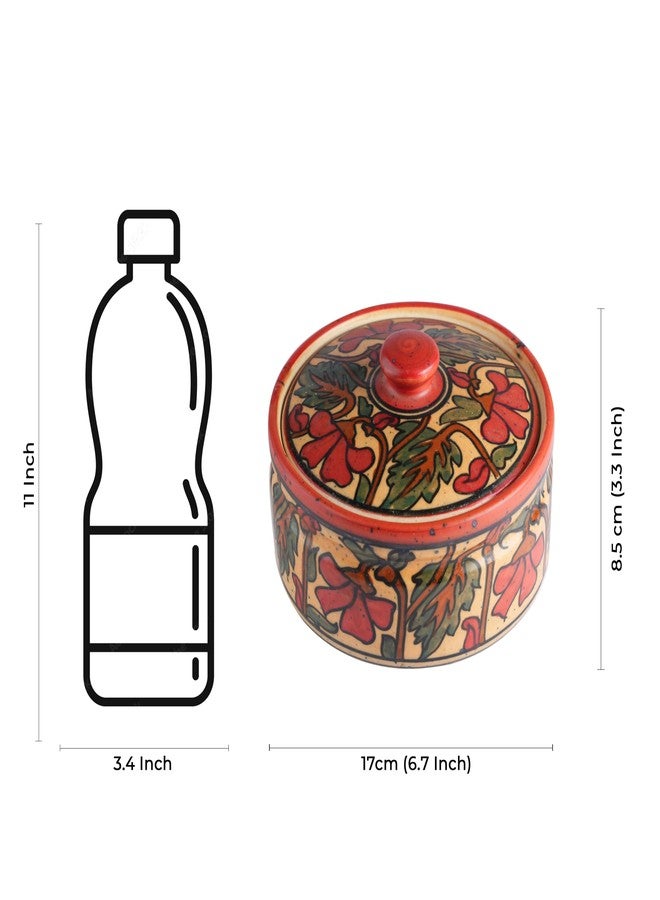 كافيين طاجن تقديم سيراميك مصنوع يدويًا بنقشة زهور برتقالية من الكافيين (مجموعة من قطعة واحدة) - Image 3