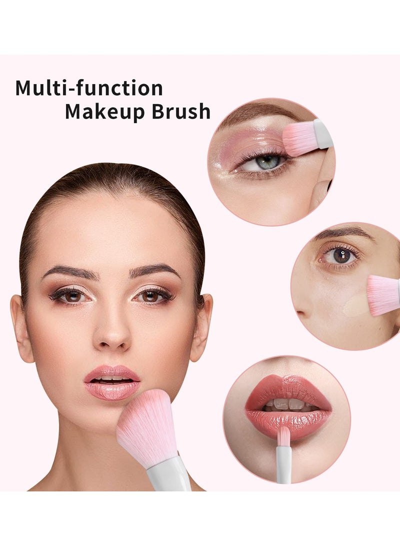 Excefore Travel Makeup Brush Set, Portable Foundation Powder Concealer Eyeshadow Makeup Brush 5 Pcs with Mirror, Perfect for Blush, Bronzer, Highlighter, Flawless Application - Image 3