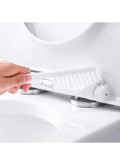 Generic Toilet Brush and Holder, Double Brush Combination Silicone Toilet Bowl Brush Flat Flexible Bristles Deep Cleaning Wall-Mounted Toilet Cleaner Brush for Bathroom (Light Grey)  - Image 3