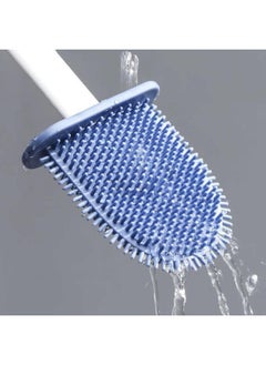 Generic Toilet Brush and Holder, Double Brush Combination Silicone Toilet Bowl Brush Flat Flexible Bristles Deep Cleaning Wall-Mounted Toilet Cleaner Brush for Bathroom (Light Grey)  - Image 2