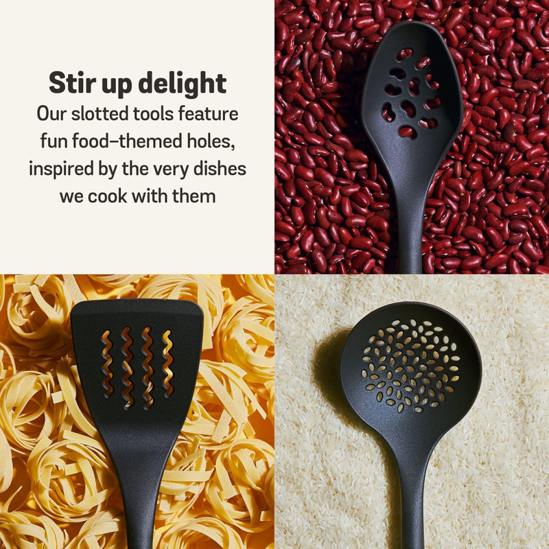 Meyer Everyday Nylon Tools/Cooking Utensils Set for Non Stick Cookware, 6 Piece: Slotted Turner, Solid Turner, Skimmer, Ladle, Slotted Spoon and Solid Spoon, Heat Resistant, Black with Gray Handles - Image 5