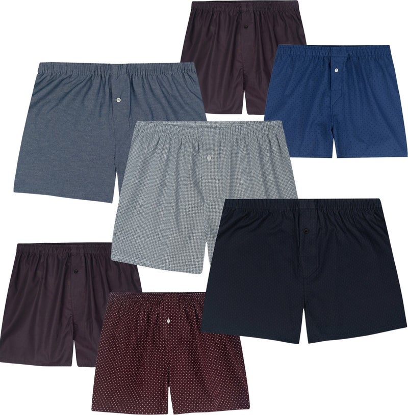 Yohannes Club Boxer Men, 5-Piece "MIXED" Boxer Set, 100% Cotton POPLIN Fabric Boxer, DARK COLORS, 5 PIECES (Medium)  - Image 1
