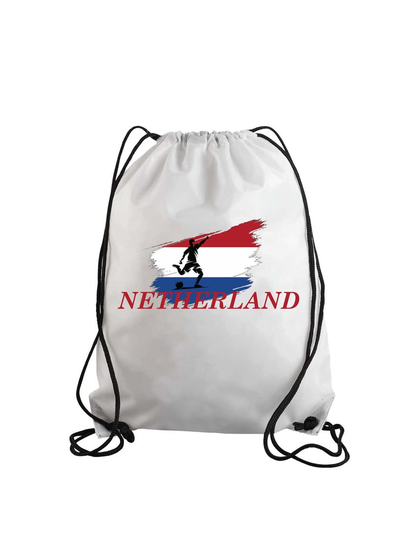 Netherland Soccer Drawstring Bag or Backpack Suitable for Adults and Kids and Sports Fans (Design 1)