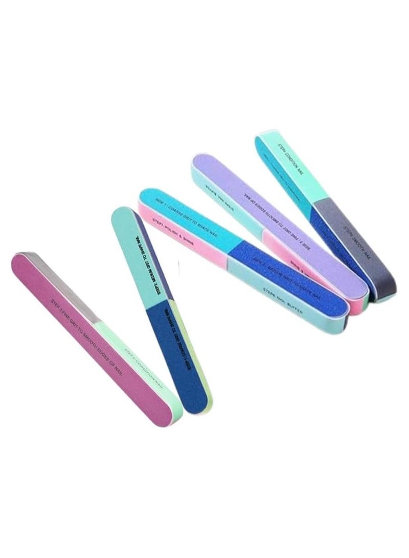 مبرد الأظافر 7 طرق مبرد طلاء الأظافر لتشكيل وتحديد وتنعيم الأظافر الطبيعية (5 قطع)