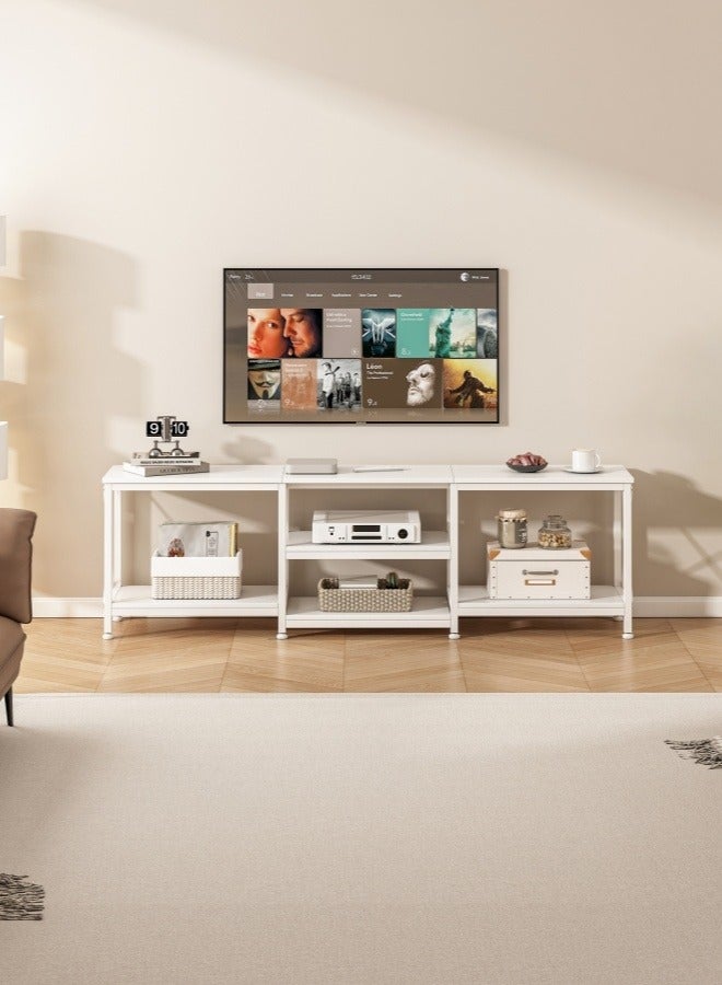 هارلان 180*40*60 سم، حامل تلفزيون حتى 75 بوصة، طاولة تلفزيون مع أرفف تخزين خشبية، مركز ترفيهي عصري وطاولة وحدة تحكم تلفزيونية صناعية لغرفة المعيشة المنزلية - Image 2