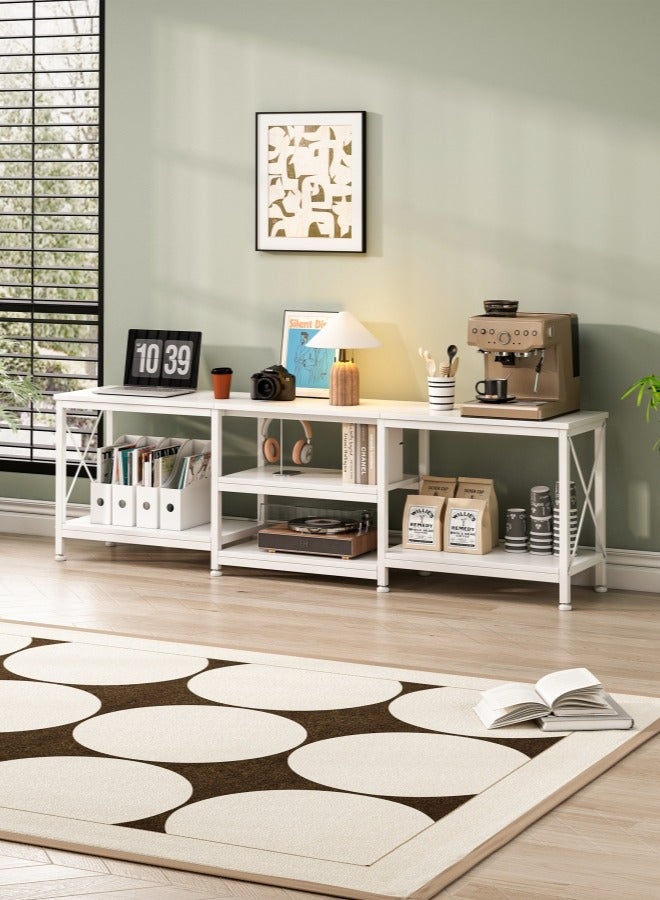 هارلان 180*40*60 سم، حامل تلفزيون حتى 75 بوصة، طاولة تلفزيون مع أرفف تخزين خشبية، مركز ترفيهي عصري وطاولة وحدة تحكم تلفزيونية صناعية لغرفة المعيشة المنزلية - Image 3