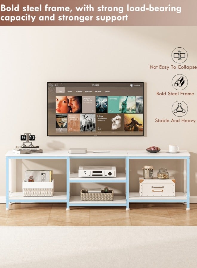 هارلان 180*40*60 سم، حامل تلفزيون حتى 75 بوصة، طاولة تلفزيون مع أرفف تخزين خشبية، مركز ترفيهي عصري وطاولة وحدة تحكم تلفزيونية صناعية لغرفة المعيشة المنزلية - Image 4