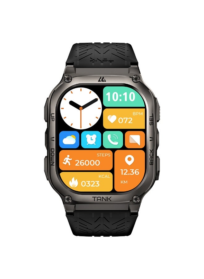 KOSPET 480 mAh Kospet Smart Watch Series Tank M3 49mm Bluetooth Calling IP69K Waterproof 170+ Sport modes - Black Black - Image 1