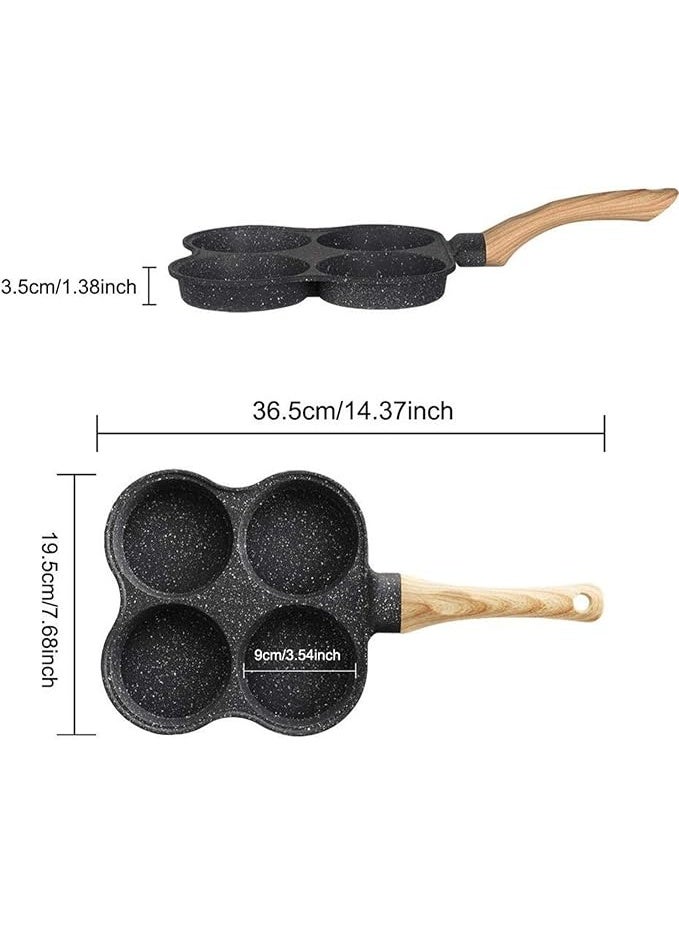 Egg Frying Pan 4-Cup Non-Stick Breakfast Skillet Cooker frying pan (Color : BLACK) - Image 2