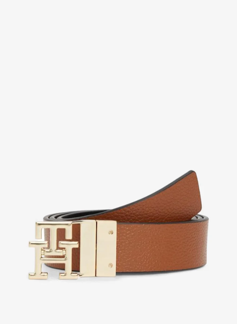 Tommy Hilfiger TH Monogram Plaque Buckle Reversible Leather Belt