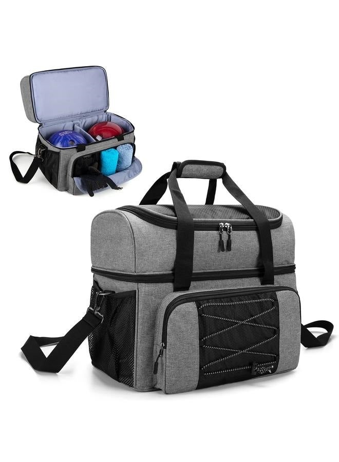 Generic Bowling Bag for 2 Balls, Bowling Tote with Wooden Bowling Cups and Padded Divider for Double Ball and A Pair , Bag Only  - Image 1