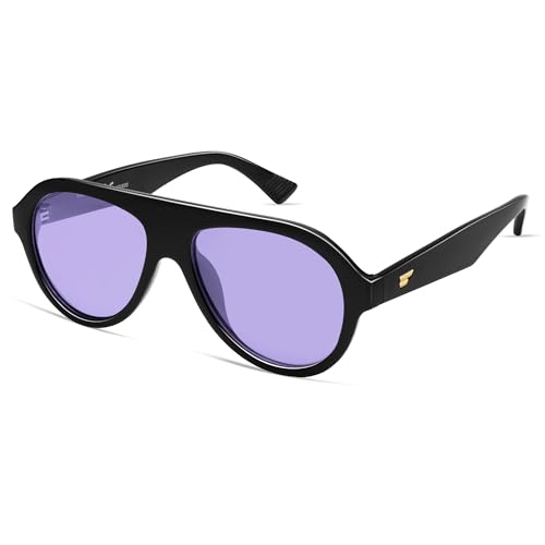 VANLINKER Retro Aviator Polarized Sunglasses for Men Women Trendy 70s Vintage Plastic Frame Sun Glasses VL9750,Purple - Image 1