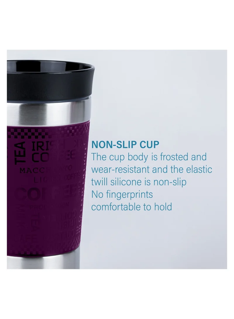 Nessan Nessan Tumbler Stainless Steel Vacuum Insulated Travel Mug Water Coffee Cup for Home Office Outdoor Works Great for Ice Drinks and Hot Beverage (450ml, Purple)