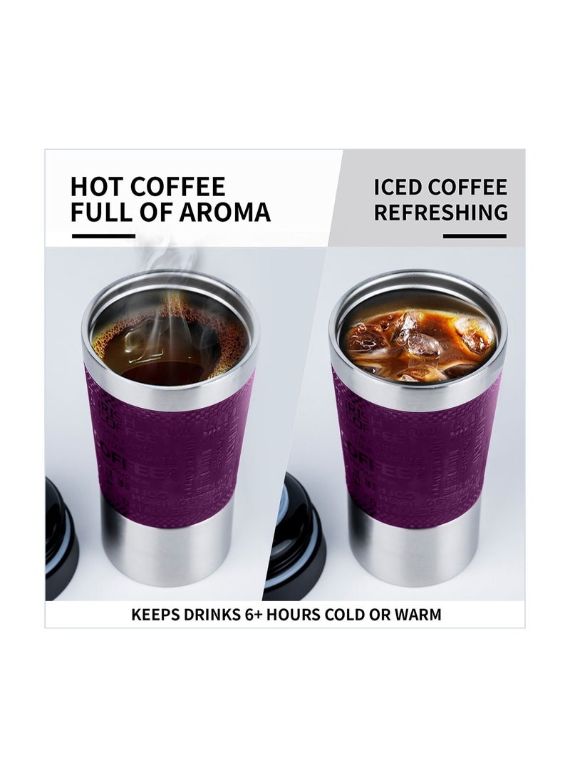 نيسان كوب نسّان تومبلر ستانلس ستيل معزول بالتفريغ للسفر والقهوة (450 مل، بنفسجي) - Image 3