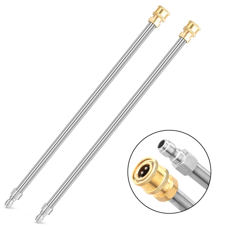 EARLEAS Pressure Washer Extension Wand, 2 Pack 17 Inch Stainless Steel Heavy Duty Wands with 1/4 Inch Quick Connect, Fits Most Pressure and Power Washers - Image 1