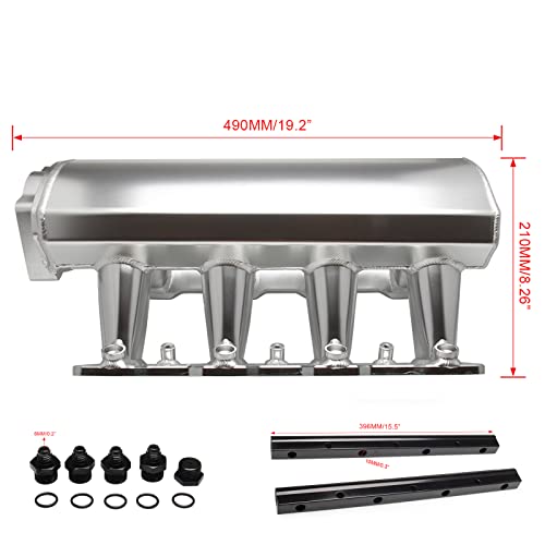 POSENG Intake Manifold for LS Cathedral Port Heads for LS1 LS2 LS6 LS Engines Compatible with Chevy 4.8 5.3 5.7 6.0 HTRACING (Silver 92MM) - Image 2
