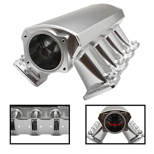 POSENG Intake Manifold for LS Cathedral Port Heads for LS1 LS2 LS6 LS Engines Compatible with Chevy 4.8 5.3 5.7 6.0 HTRACING (Silver 92MM) - Image 3