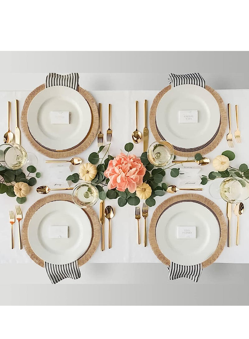 Excefore Table Mats Round Washable Placemats,  4 Pcs Round Braided Woven Place Mats Heat Resistant Table Mats and Coasters Set for Home Kitchen Dining Table Outdoor Party - Image 2