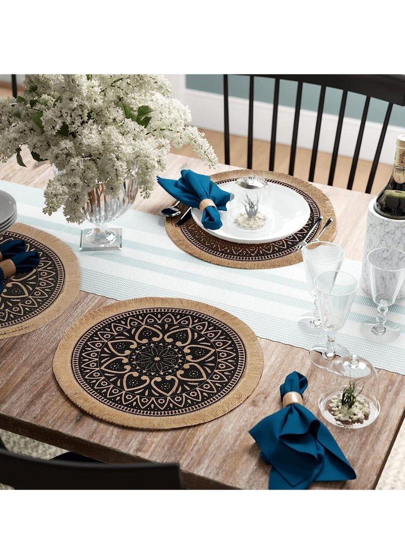 Excefore Table Mats Round Washable Placemats,  4 Pcs Round Braided Woven Place Mats Heat Resistant Table Mats and Coasters Set for Home Kitchen Dining Table Outdoor Party - Image 5