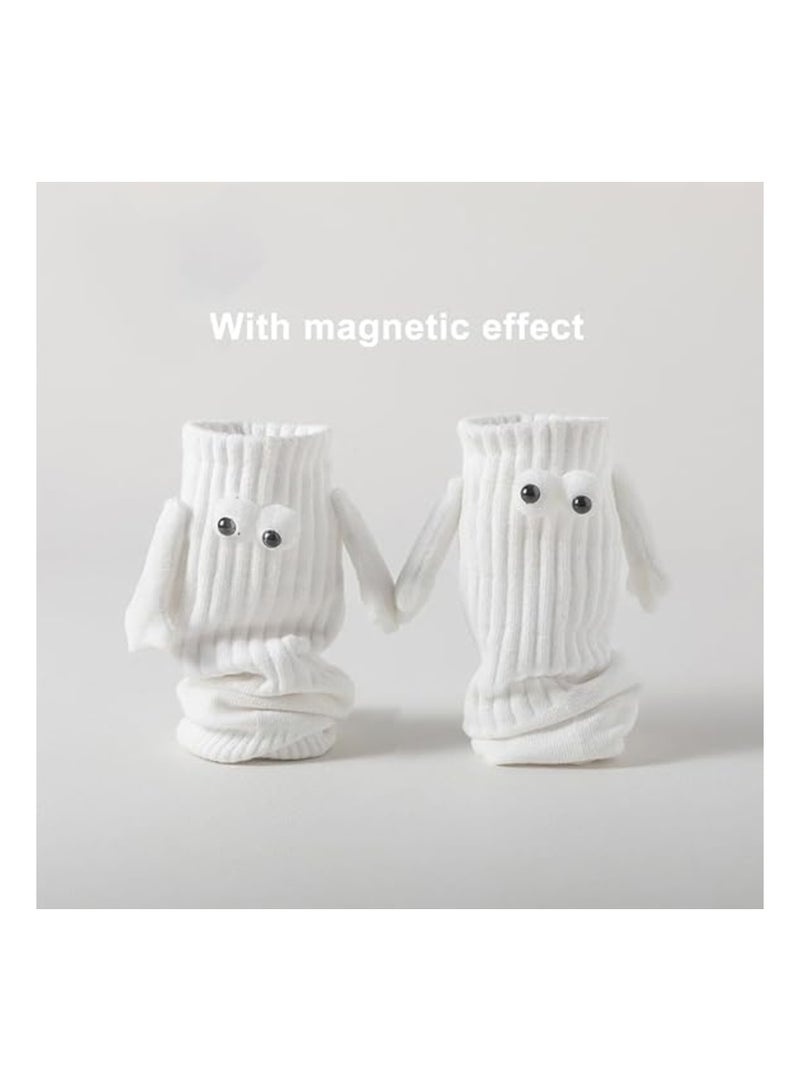 SOLARAE Couple Holding Hands Socks, Unisex Mid Tube Funny Magnetic Hand Socks, Matching Set (2 Black + 2 White), Cute and Playful Couple Socks for Him and Her, Perfect Gift for Couples. - Image 3
