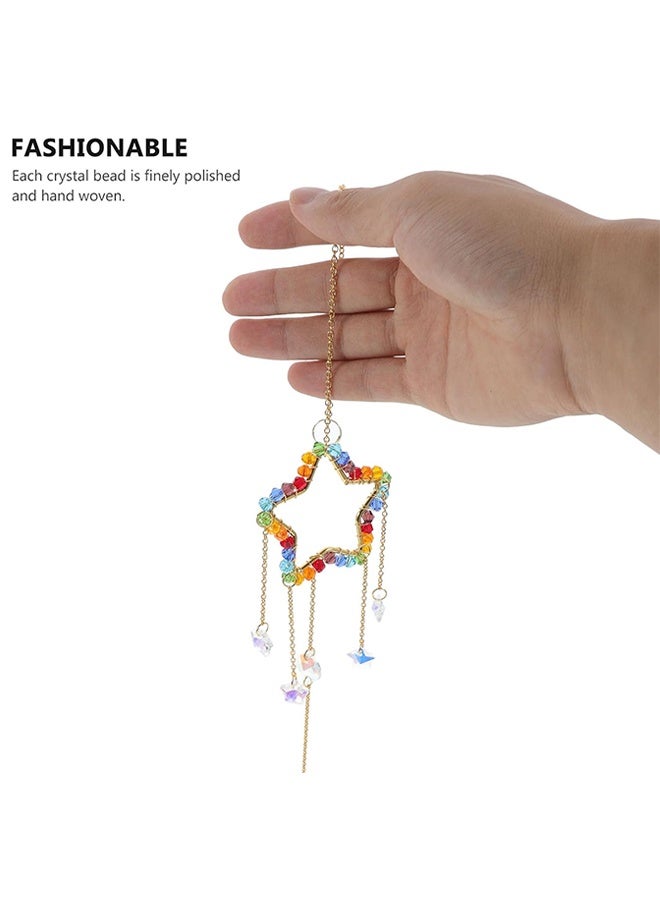 Crystal Sun Catcher Prism with Ab Coated Colorful Beads, Five-Pointed Star Hanging Ornament for Window Decoration, Rainbow Light Catcher for Home and Garden - Image 4