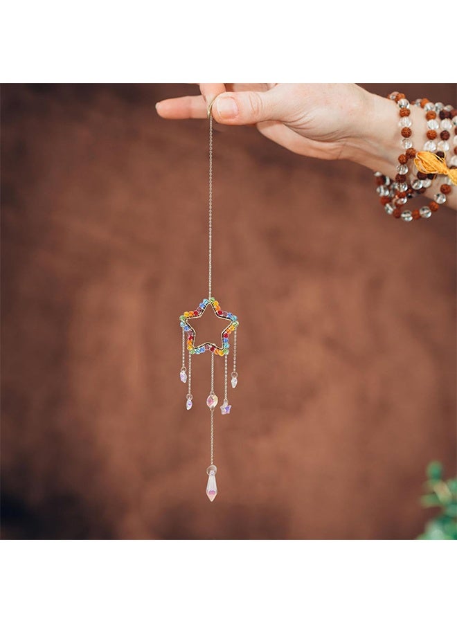 Crystal Sun Catcher Prism with Ab Coated Colorful Beads, Five-Pointed Star Hanging Ornament for Window Decoration, Rainbow Light Catcher for Home and Garden - Image 5