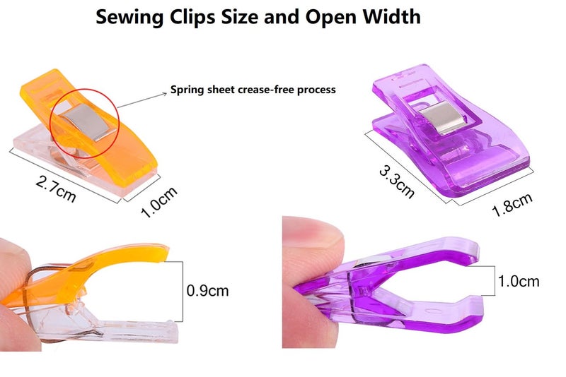 CampTek Pack of 100 Sewing Clips and Fabric Clip, Sewing Notions for Sewing Quilting Supplies, Crafting Tools Accessories, Paper Work, Assorted Colors (80 Small+20 Middle Plastic Clips) - Image 3