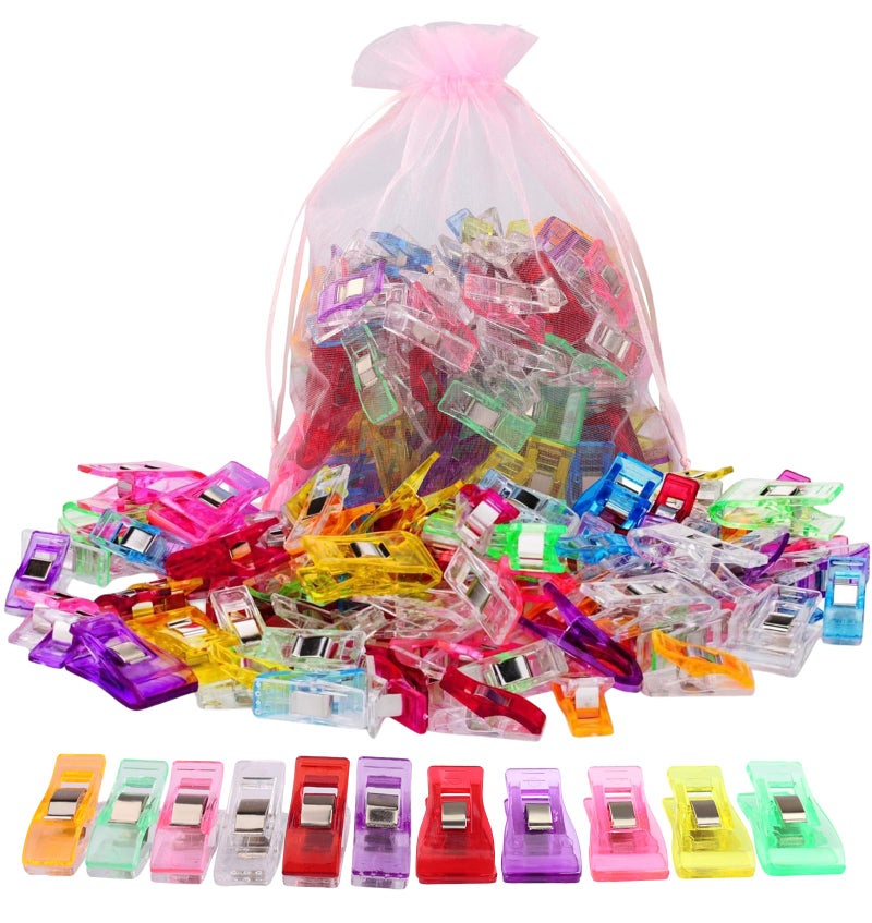 CampTek Pack of 100 Sewing Clips and Fabric Clip, Sewing Notions for Sewing Quilting Supplies, Crafting Tools Accessories, Paper Work, Assorted Colors (80 Small+20 Middle Plastic Clips) - Image 1