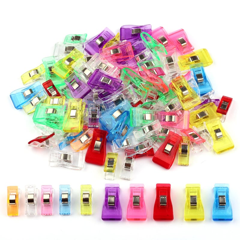 CampTek Pack of 100 Sewing Clips and Fabric Clip, Sewing Notions for Sewing Quilting Supplies, Crafting Tools Accessories, Paper Work, Assorted Colors (80 Small+20 Middle Plastic Clips) - Image 2