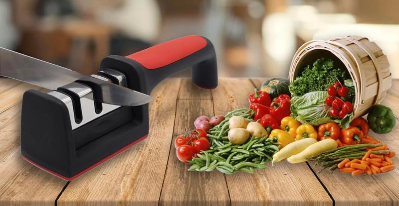 Generic ‏Kitchen Knife Sharpener Adjustable 4 in 1 Knives and Scissor Professional Blade Sharpening Tool Sharpener Stone مسن سكاكين المطبخ قابل للتعديل 4 في 1 سكاكين ومقص أداة شحذ احترافية مبراة حجرية - Image 4