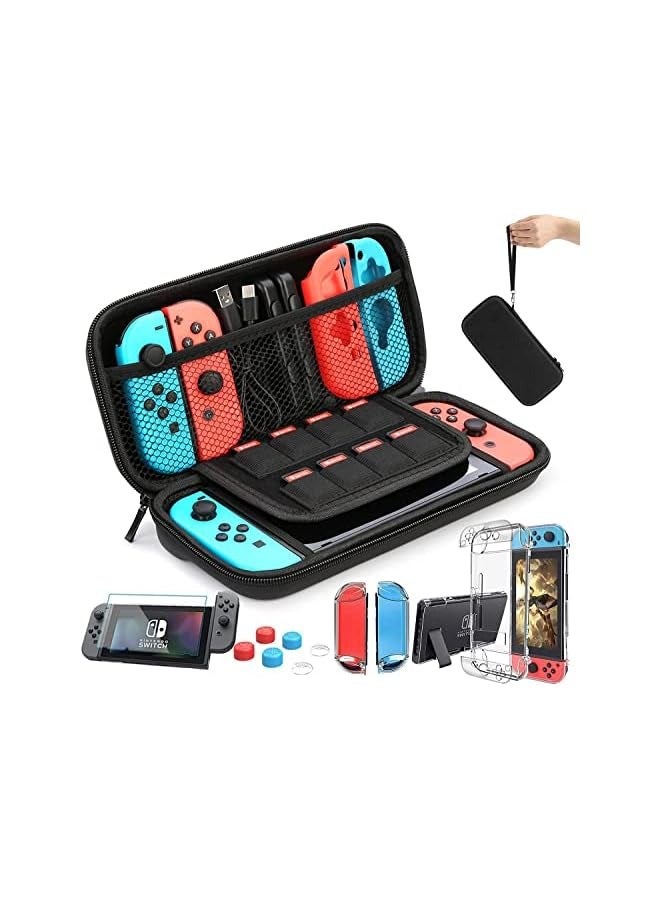 بروماس حافظة سويتش متوافقة مع نينتندو سويتش، مجموعة ملحقات MAKINGTEC 9 في 1 مع حقيبة حمل، حافظة واقية قابلة للإرساء، واقي شاشة عالي الدقة و6 قطع من أغطية مقابض الإبهام - Image 1