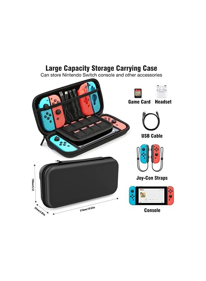 بروماس حافظة سويتش متوافقة مع نينتندو سويتش، مجموعة ملحقات MAKINGTEC 9 في 1 مع حقيبة حمل، حافظة واقية قابلة للإرساء، واقي شاشة عالي الدقة و6 قطع من أغطية مقابض الإبهام - Image 2