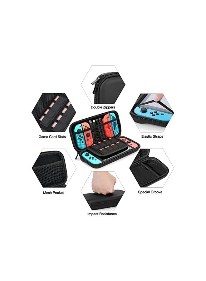 بروماس حافظة سويتش متوافقة مع نينتندو سويتش، مجموعة ملحقات MAKINGTEC 9 في 1 مع حقيبة حمل، حافظة واقية قابلة للإرساء، واقي شاشة عالي الدقة و6 قطع من أغطية مقابض الإبهام - Image 3