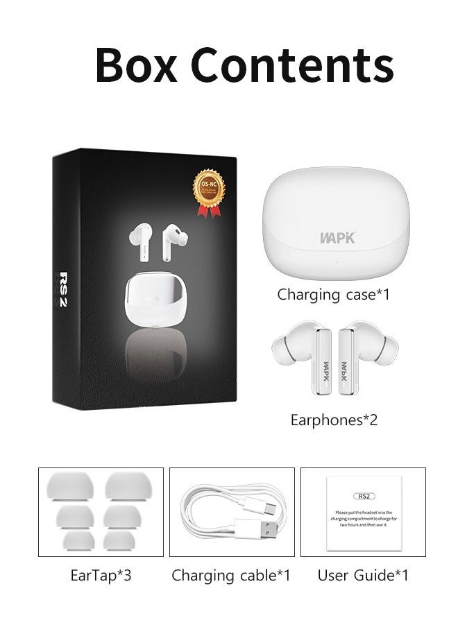 WAPIK - Korean Brand RS2 True Wireless Earpods, 6 Mics Hybrid ANC with AI Wind Noise Reduction, -42dB Noise Cancelling, Transparency Mode, Normal Mode, ANC Mode, 30-Hour Battery Life, Bluetooth 5.4, IPX5 Waterproof, Powerful Bass, Light Blue - Image 1